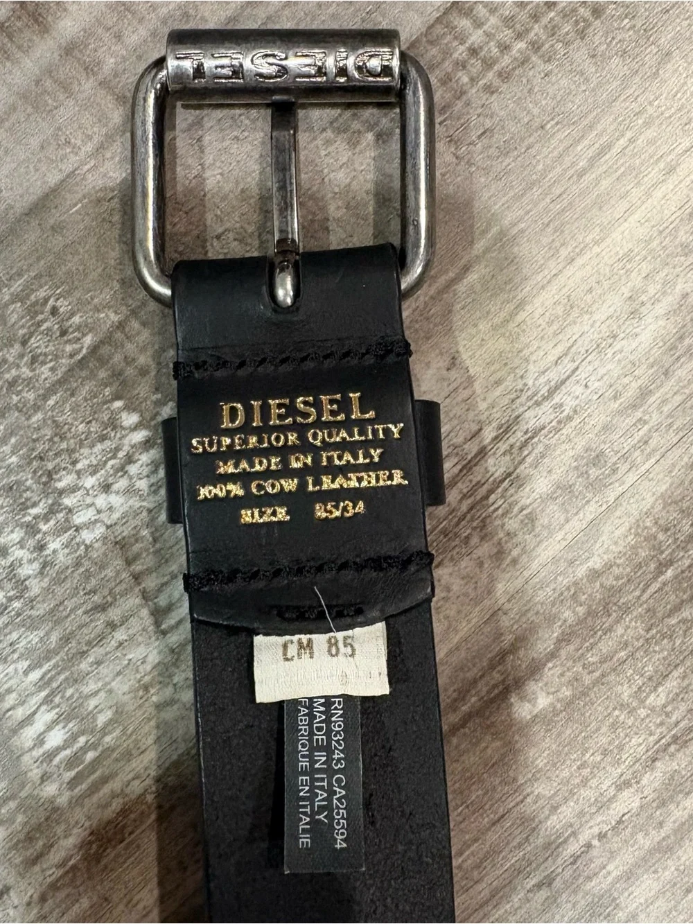 Diesel 100% Cow leather Made In Italy Black Belt Mens 85CM SZ 32